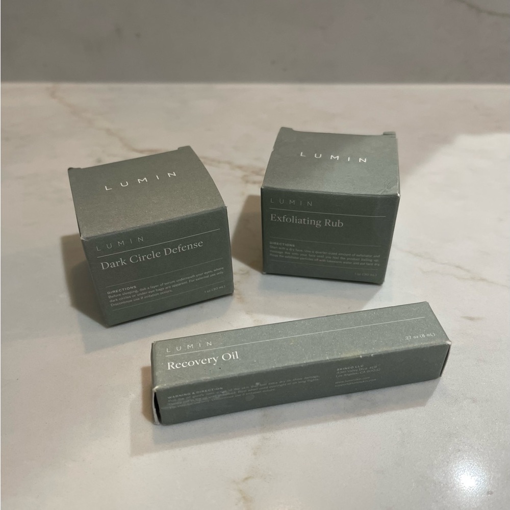 Lumin Men’s facial care lot, exfoliating, dark circles, recovery. New!
